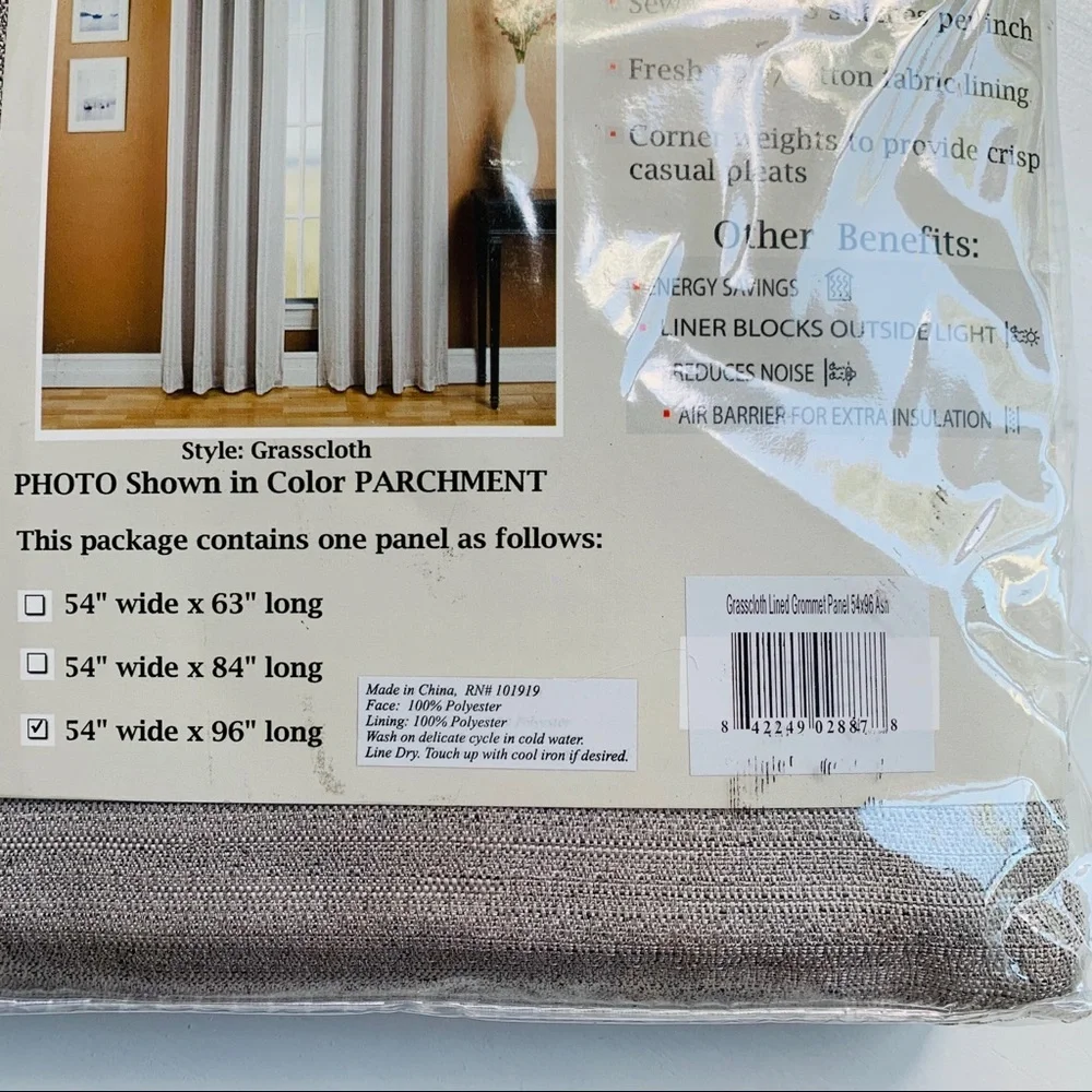 BEACHCREST HOME Gleason Grasscloth Curtain Panel Ash Tan Beige 54 x 96 NEW NIP